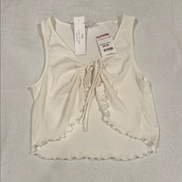 live in the moment Tops - White Ruffled Crop Top